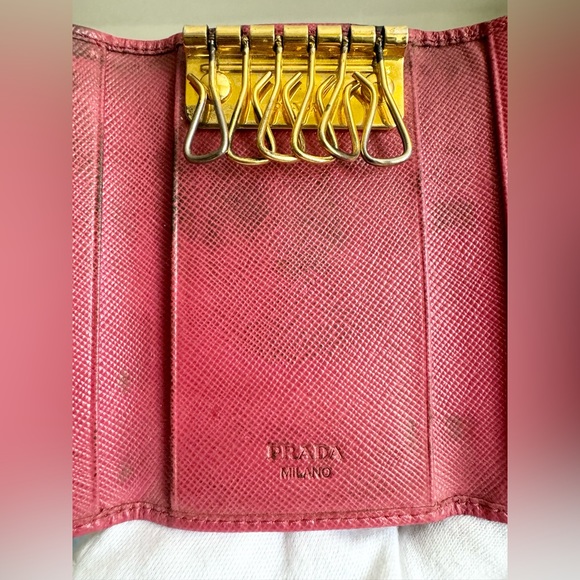 Prada Saffiano Leather Key Case 6 Key Holder - Pink Fuschia - Picture 9 of 14